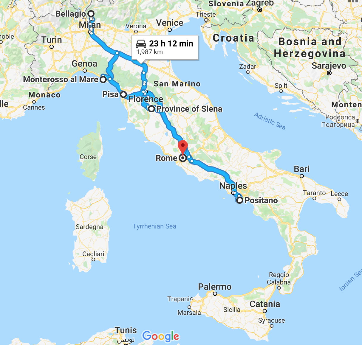 best road trip itinerary italy